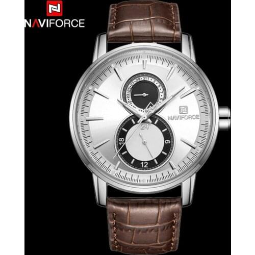 2018 NAVIFORCE Men Fashion Casual Watch Leather 24 Hour Date Wrist Watches Mens Waterproof Analog Quartz Clock Relogio Masculino