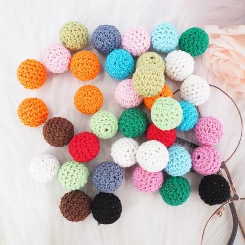 Chenkai 500pc 20mm Crochet Round Knitting Wooden Beads Balls for DIY decoration baby wooden teether jewelry necklace Toy