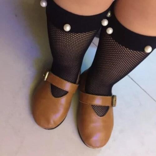 Childrens summer thin socks childrens baby girl stretch sheer fishnet fishnet socks casual mesh ankle pearl knot tights