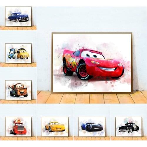 Disney Pixar Cars 2 Canvas Painting Movie Poster Cartoon Lightning McQueen Posters and Prints Wall Art Picture for Kids Room
