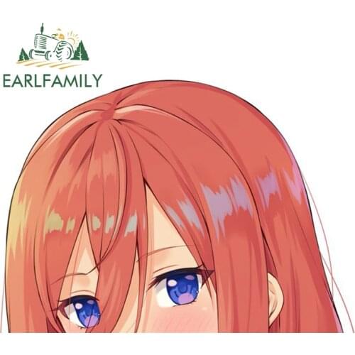 EARLFAMILY 13cm x 9cm For Miku Nakano RV Car Stickers Waterproof Decal Campervan Car Assessoires Anime Creative Vinyl Material