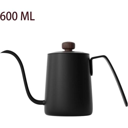 Drip Kettle 600ml Coffee Pot Tea Pot Non-stick Coating Food Grade Stainless Steel Gooseneck Drip Kettle Swan Neck Thin Mouth