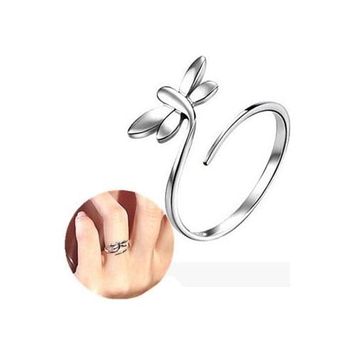 REETI 925 Sterling Silver Dragonfly Open Rings For Women Vintage Style Lady Prevent Allergy Sterling-silver-jewelry