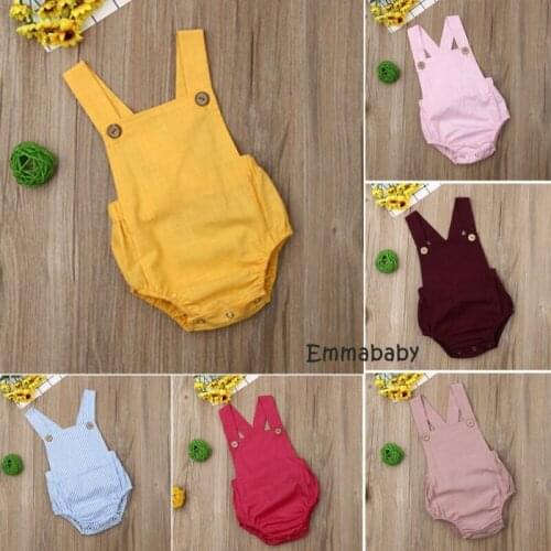 Baby Boys Girls Bodysuits Infant Newborn Sleeveless Suspender Jumpsuits Cotton Clothes One-pieces Outfits Baby Casual Body Suit