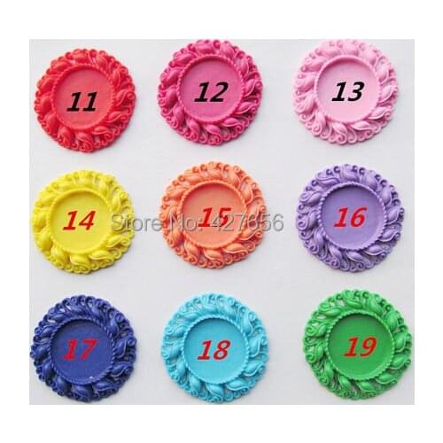 30pcs Round Flatback (19 Colors) Resin Flower Frame Charm Finding,Filigree Border Base Setting Tray, for 25mm Cabochon/ Cameo