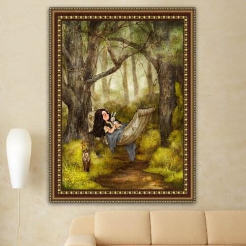 Forest girl sleeping Handmade Needlework Embroidery DIY Aida Cross Stitch Kits Crafts 14CT Unprinted Home decor wall Arts
