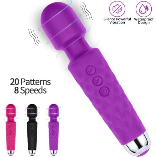Powerful Oral Clit Vibrators USB Charge Av Magic Wand Vibrator Anal Massager Adult Sex Toys For Women Safe Silicone Sex Product