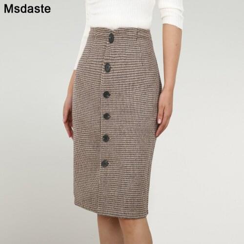 MsDaste Plaid Pencil Skirts