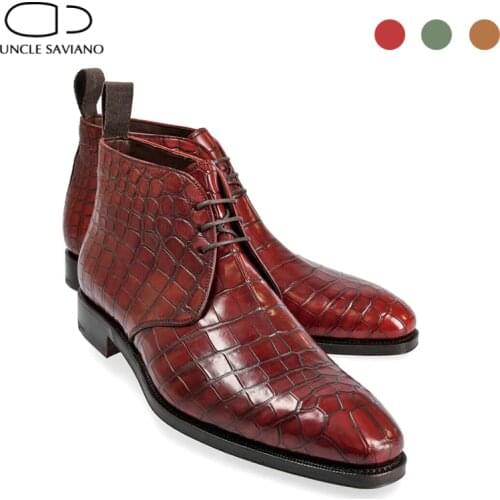 Uncle Saviano 3 Colors Winter Mens Boots Shoes Add Velvet Non-Slip Work Boots Fashion Designer Genuine Leather Shoes Men