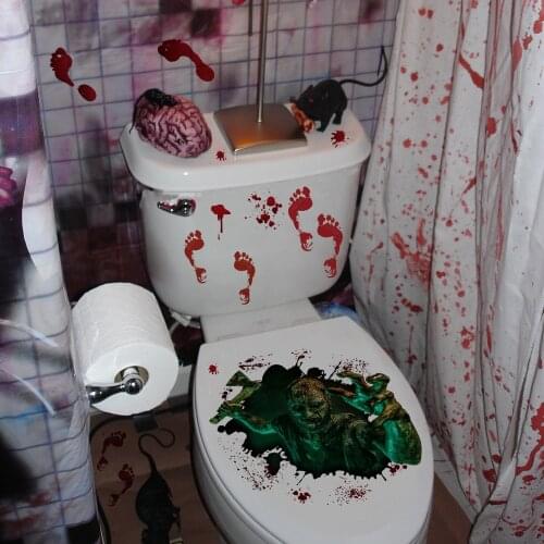 Horror SAxe Zombie Toilet Glass Window Sticker Home Decor Removable Halloween Living Room Classroom Decoration Wallpaper