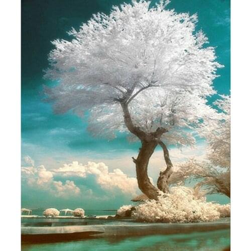 New White Tree 5D Diy Diamond Painting Cross Stitch Landscape Painting Diamond Embroidery Full Drill Mosaic Picture