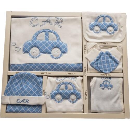 Newborn Essentials Car Embroidery Baby Boy Clothe 10 Pcs Set Soft 100% Cotton Baby Gift Layette Hospital Outfit Set 0-3 months