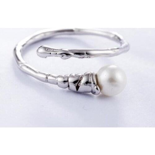 Sole Memory Original Fashion Retro Pearl Temperament 925 Sterling Silver Female Resizable Opening Rings SRI288