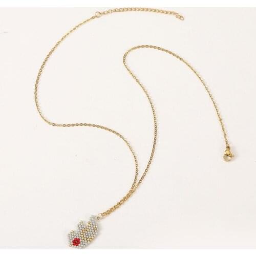 Cute Elephant Handmade Glass Beaded Miyuki Small Pendant Necklaces For Women Gold Chain Stainless Steel Necklace Jewelry Gifts