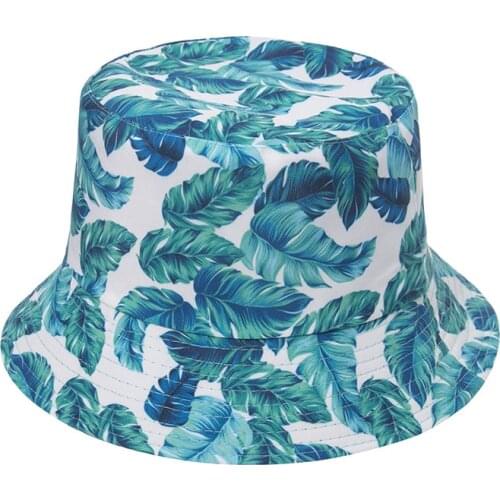 Panama Bucket Hat Creative Printing New Plant Design Flat Top Hip Hop Versatile
