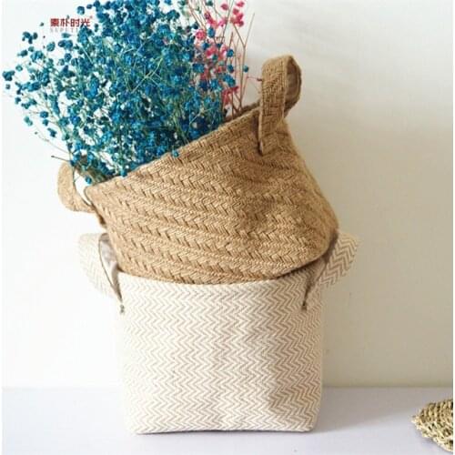 12*12*12/14*17*16CM Woven jute storage basket for sundries flower pot basket storage case