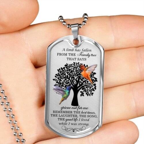 Purple Butterflies Hummingbirds Tree of Life Luxury Archangel Ariel Dog Tag Pendant Necklace Gift for Christmas Family Jewelry
