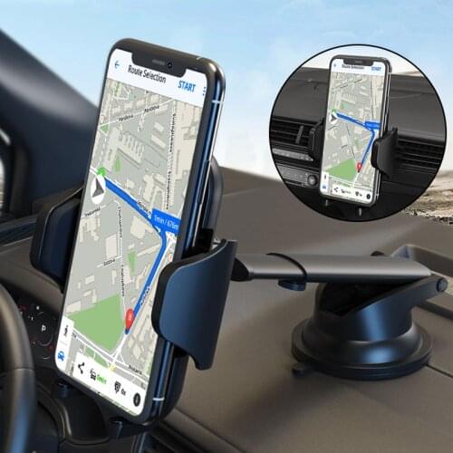 Adjustable Car Phone Mount Cradle 360° Rotation Phone Holder for Car with One Button Release and Strong Sticky Gel Pad for Phone