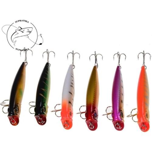 Fishing Lures Artificial Floating ABS Plastic Hard Bait 6Pcs/set 9cm/11g 6# With Hook 3D Eye Wobbler Topwater Popper Bionic Bait