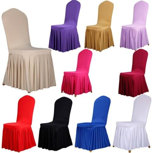 Wedding Banquet Chair Protector Slipcover Decor Pleated Skirt Style Chair Covers Elastic Spandex High Quality