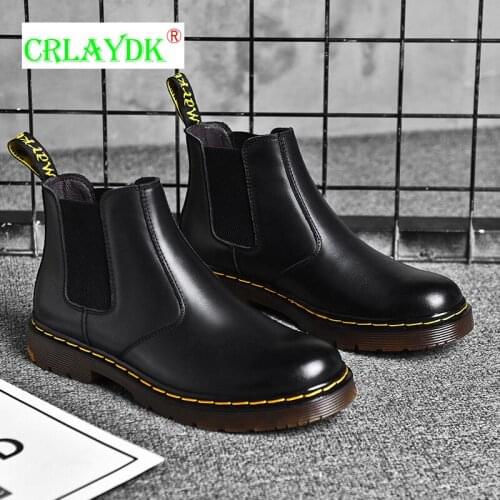 CRLAYDK High Quality Genuine Men Women Boots Shoes Casual Ankle Boot Military Combat Boots Lace Up Cowboy Leather Dress Shoes