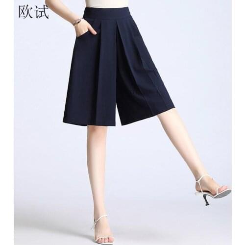 Oversized Chiffon Skirt High Waisted Shorts for Women Summer Woman Black Ladies Bermuda Womens Shorts Wide Leg Short Pants