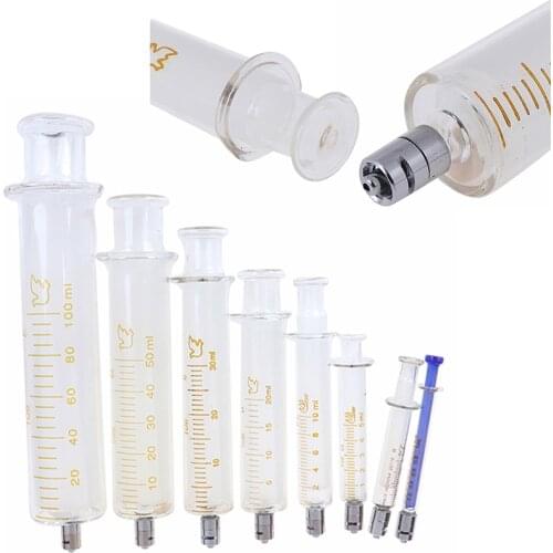 1ml 2ml 5ml 10ml 20ml 30ml 50ml 100ml Glass Syringe Luer Lock Head Reusable Glass Injector Syringe
