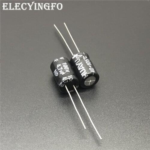 10Pcs/100Pcs 4.7uF 100V4.7uf HUAYU NP 8x11.5mm 100V4.7uF Bipolar Aluminum Electrolytic Capacitor