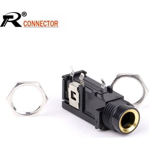 10pcs/lot 6.35mm Mono Female Jack PCB Panel Mount Microphone Socket 1/4 Inch Mono Chassis Audio Connector Wholesales