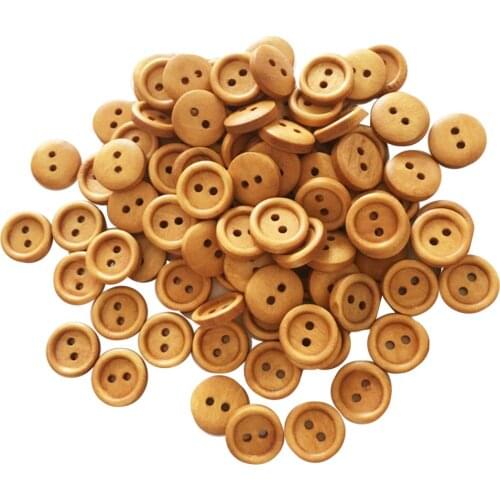 100pcs Sewing Wooden Buttons 2 Round Holes Clothing Accessories