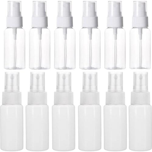 12sets 20ml/0.66oz White Plastic Empty Spray Bottle PE Sterile Mist Sprayer Bottle Travel Size