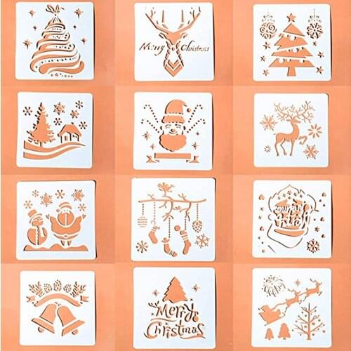 12Pcs Plastic Reusable Bullet Stencils for Painting DIY Scrapbooking Diary Scrapbook Journal Template School Stationery Gifts