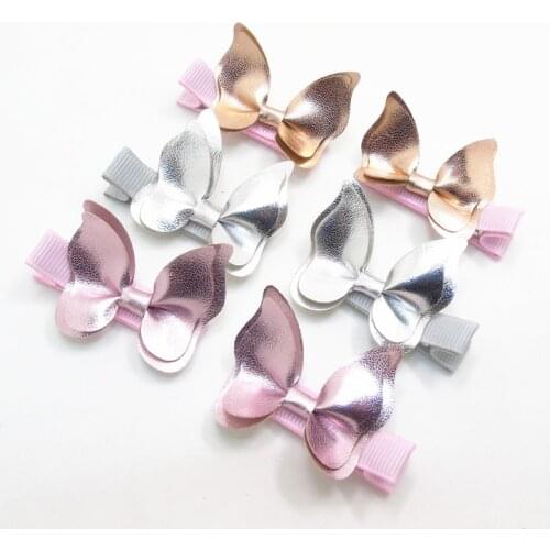 15 pairs/lot, Faux Leather Butterfly hair Clips , Girls Birthday Party Gift