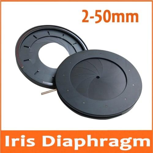 2-50mm Amplifying Diameter Zoom Optical Iris Diaphragm Aperture Condenser with 11 Blades for Digital Camera Microscope Adapter