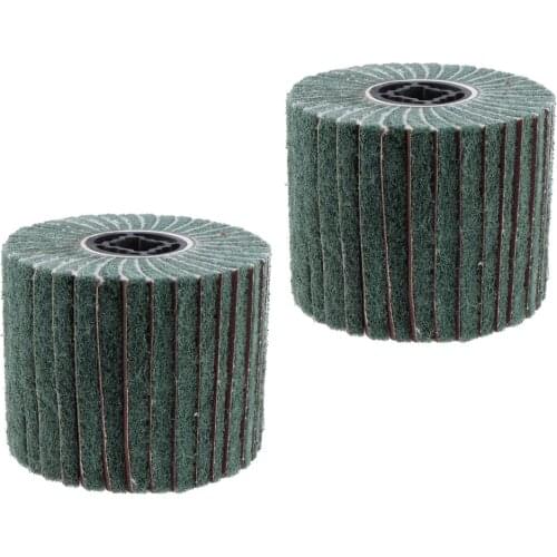 2Pc Abrasive Wire Drawing Wheel Brush Drum Burnishing Polishing #120Grit