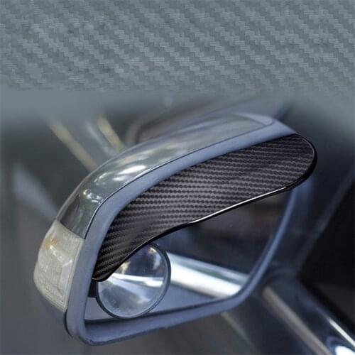 2pcs Car Side Rear View Mirror Rain Eyebrow Visor Carbon Fiber Look Sun Shade Snow Guard Weather Shield Cover Auto Accessories