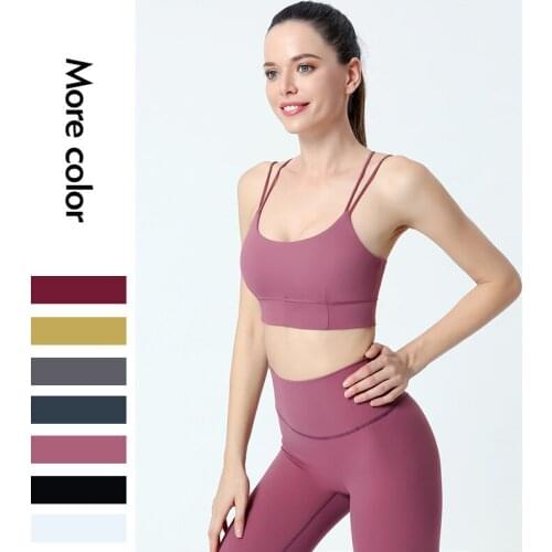 2021 Nude Yoga Shirts Beauty Back Sexy Bra Fitness Bra Running Sports Gym Tops Underwear Women Shockproof Gathering Clothes