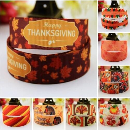 22mm 25mm 38mm 75mm Ruban satin Thanksgiving Cartoon Character printed Grosgrain Ribbon party decoration 10 Yards Mul119