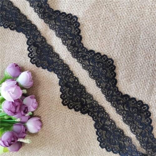 5-1 S1512*4CM Underwear Nylon Spandex Stretch Narrow Lace Trimmings Small Edging Narrow Black
