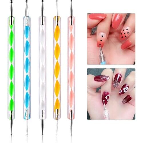 5 Pcs Nail Art Dotting Pens Spiral Pointing Needle Double-head Point Drilling Pen for DIY Manicure Decor Nail Art Dotting Pen