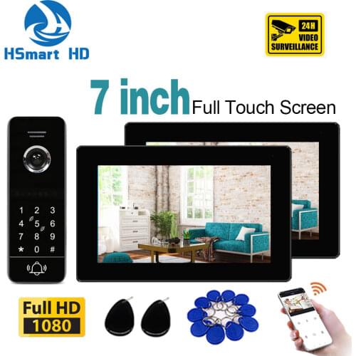 Tuya 7 Inch Wireless Wifi Smart IP Video Doorbell Intercom System,Touchscreen Monitor with 1080P Camera Support Password Unlock