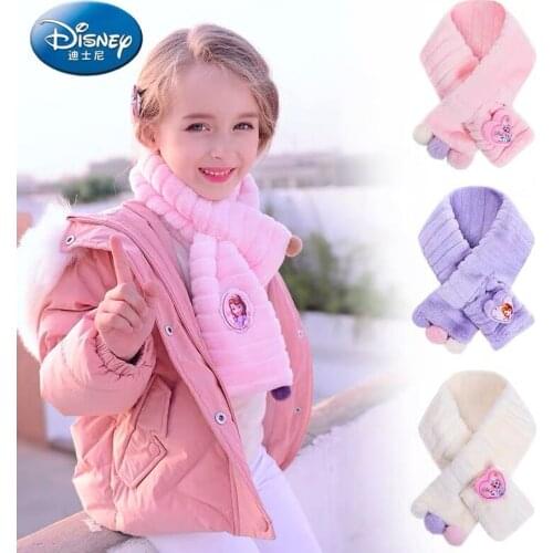 100% Genuine Disney Frozen Children ELSA ANNA sofia scarf Cartoon Kids Hat Outdoor Warm Winter Baseball Cap Children toy