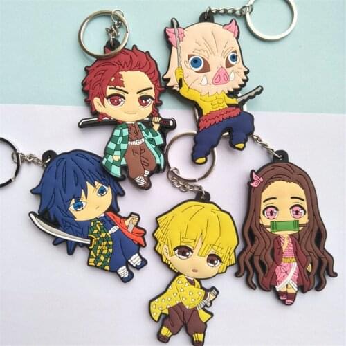 Demon Slayer Keychain Anime Kimetsu No Yaiba Cosplay Kamado Tanjirou Vintage Pendant Key Chain Accessories Christmas Gifts