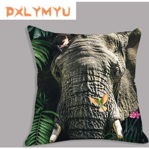 Fox, Leopard, Tiger, Elephant Seat Cushion Cover 45*45 Decorative Pillowcase For Sofa Car Animals Print Pillow Case Home Decor