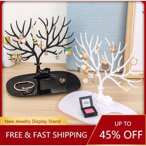 Black White Pink Rose Red Deer Earrings Necklace Ring Pendant Bracelet Jewelry Cases&Display Stand Tray Tree Storage jewelry