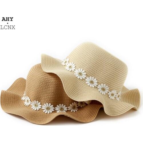 Daisy Flower Summer Children Bucket Sun Hat Baby Girl Straw Hats Boy Girls Visor Panama Cap Foldable Kids Beach Fisherman Hat