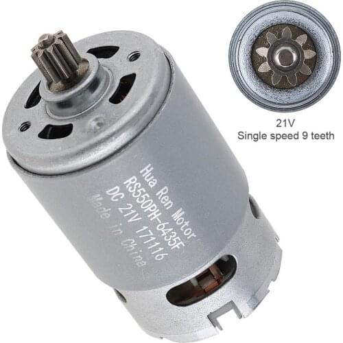 RS550 21V 19500 RPM DC Motor with Single Speed 9 Teeth and High Torque Gear Box for Electric Drill/Screwdriver