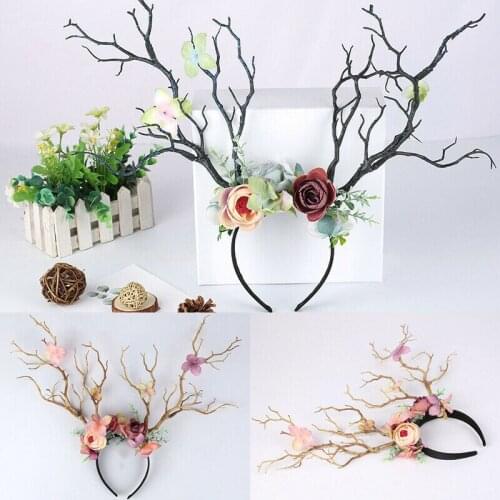 Goocheer New Arrival Ladies Gothic Branch Flower Headband Xmas Antler Costume Hairband Photo Props