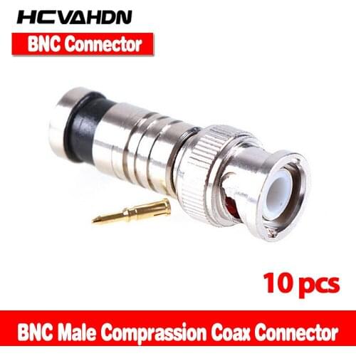 HCVAHDN 5Pcs/lot BNC Connector BNC To RG59 Male Comprassion Coax Connector