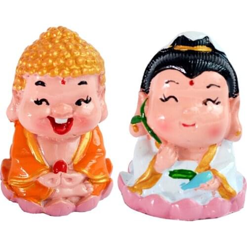 Feng Shui Painting Laughin Buddha+Goddess Kuan Yin Resin Statue Home Decoration Q1030